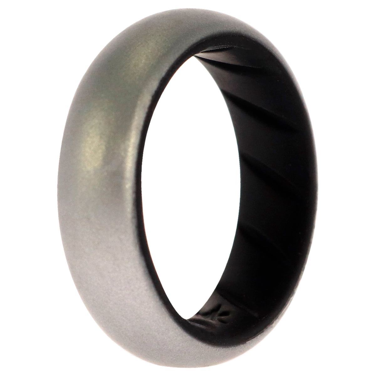 Silicone Wedding BR Solid Ring  BlackSilver by ROQ for Women  5 mm Ring