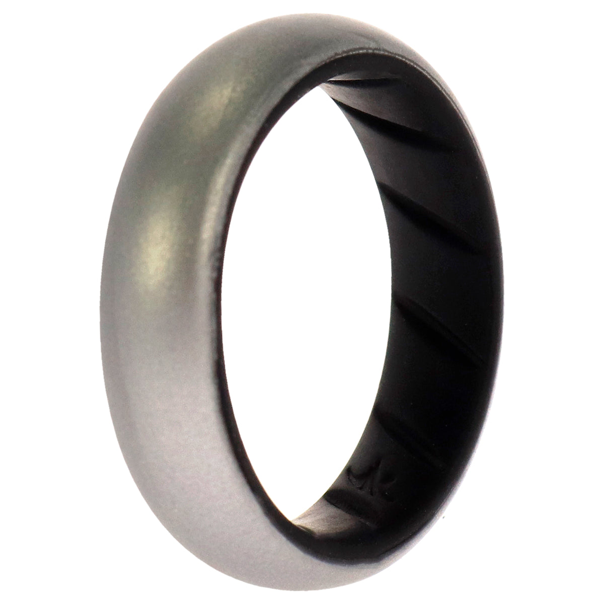 Silicone Wedding BR Solid Ring  BlackSilver by ROQ for Women  7 mm Ring