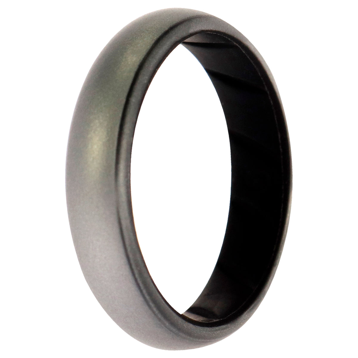 Silicone Wedding BR Solid Ring  BlackSilver by ROQ for Women  9 mm Ring