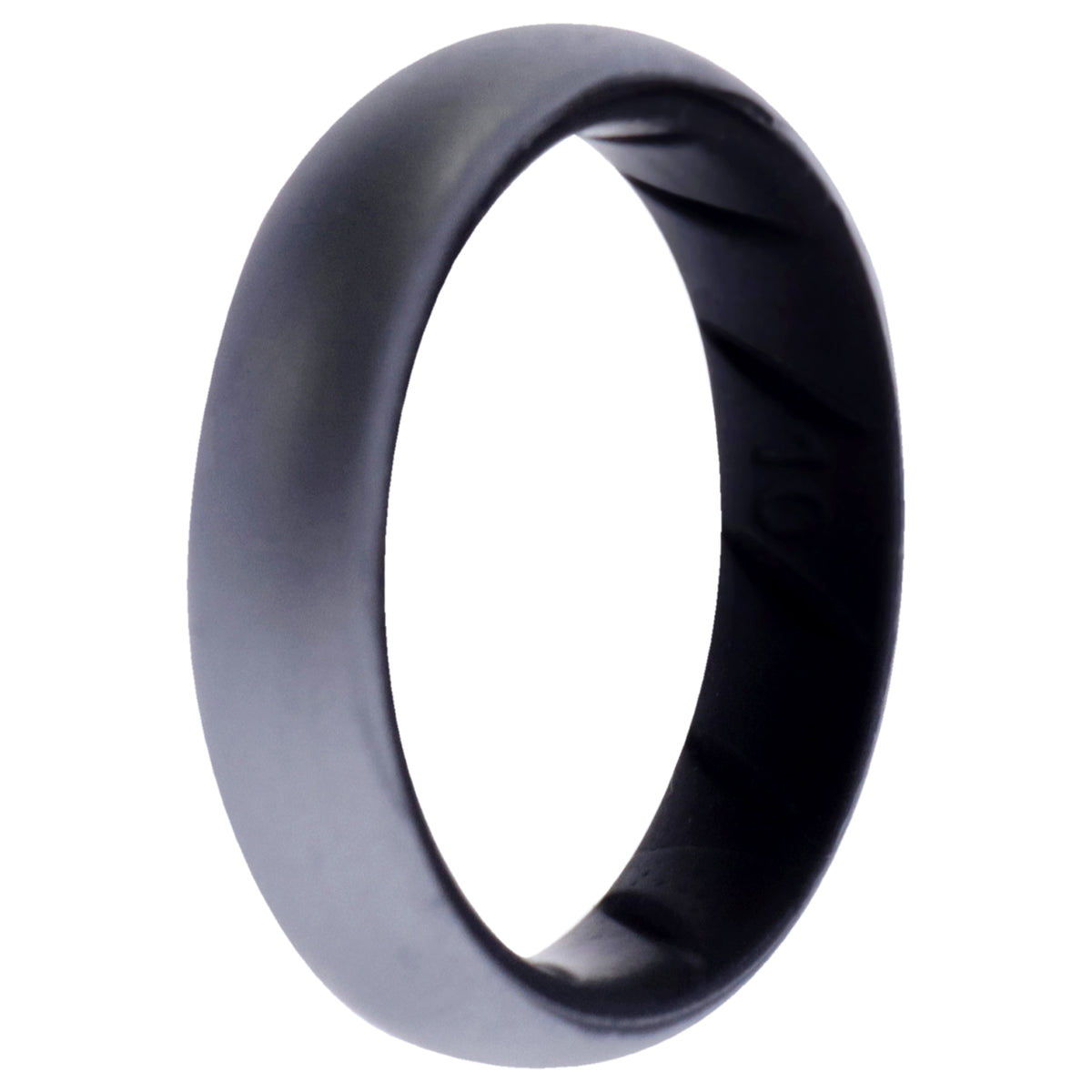 Silicone Wedding BR Solid Ring  BlackSilver by ROQ for Women  10 mm Ring