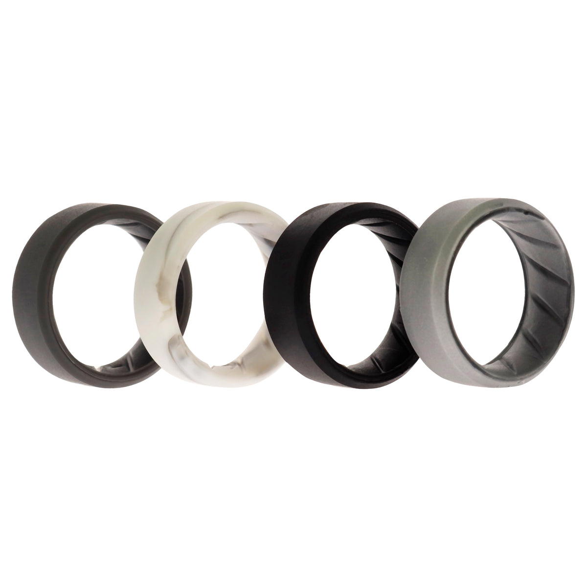 Silicone Wedding BR 8mm Edge Ring Set  BasicMarble by ROQ for Men  4 x 7 mm Ring