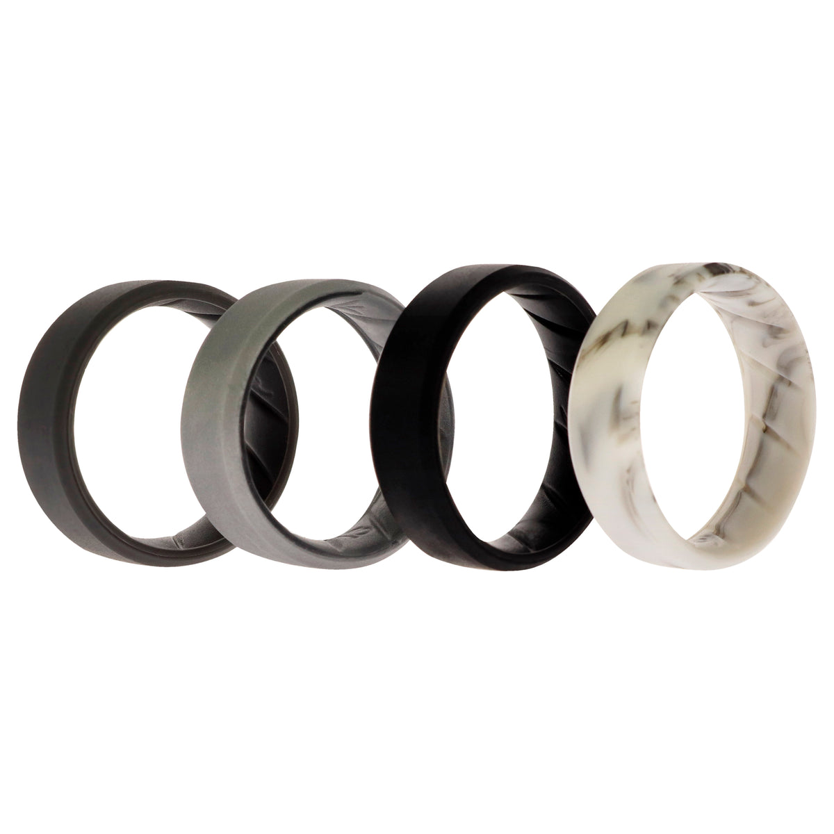 Silicone Wedding BR 8mm Edge Ring Set  BasicMarble by ROQ for Men  4 x 13 mm Ring