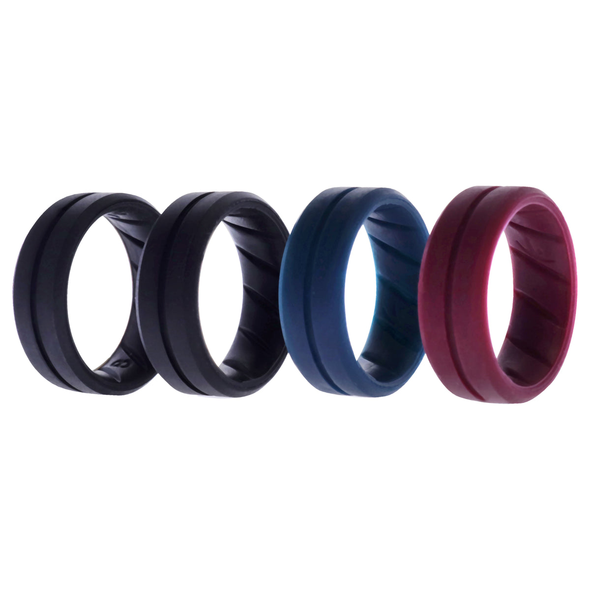 Silicone Wedding BR Middle Line Ring Set  BasicBordo by ROQ for Men  4 x 8 mm Ring