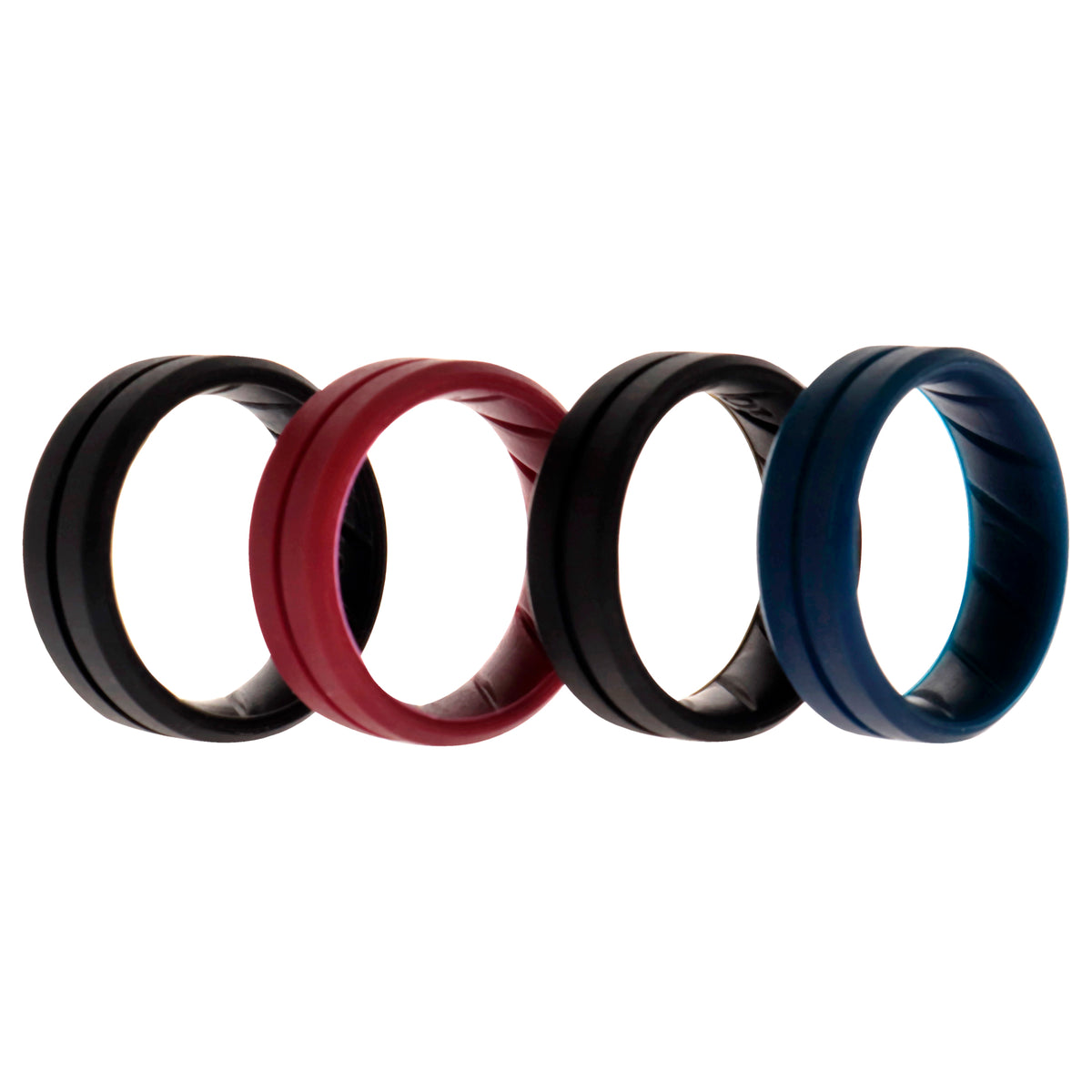 Silicone Wedding BR Middle Line Ring Set  BasicBordo by ROQ for Men  4 x 10 mm Ring