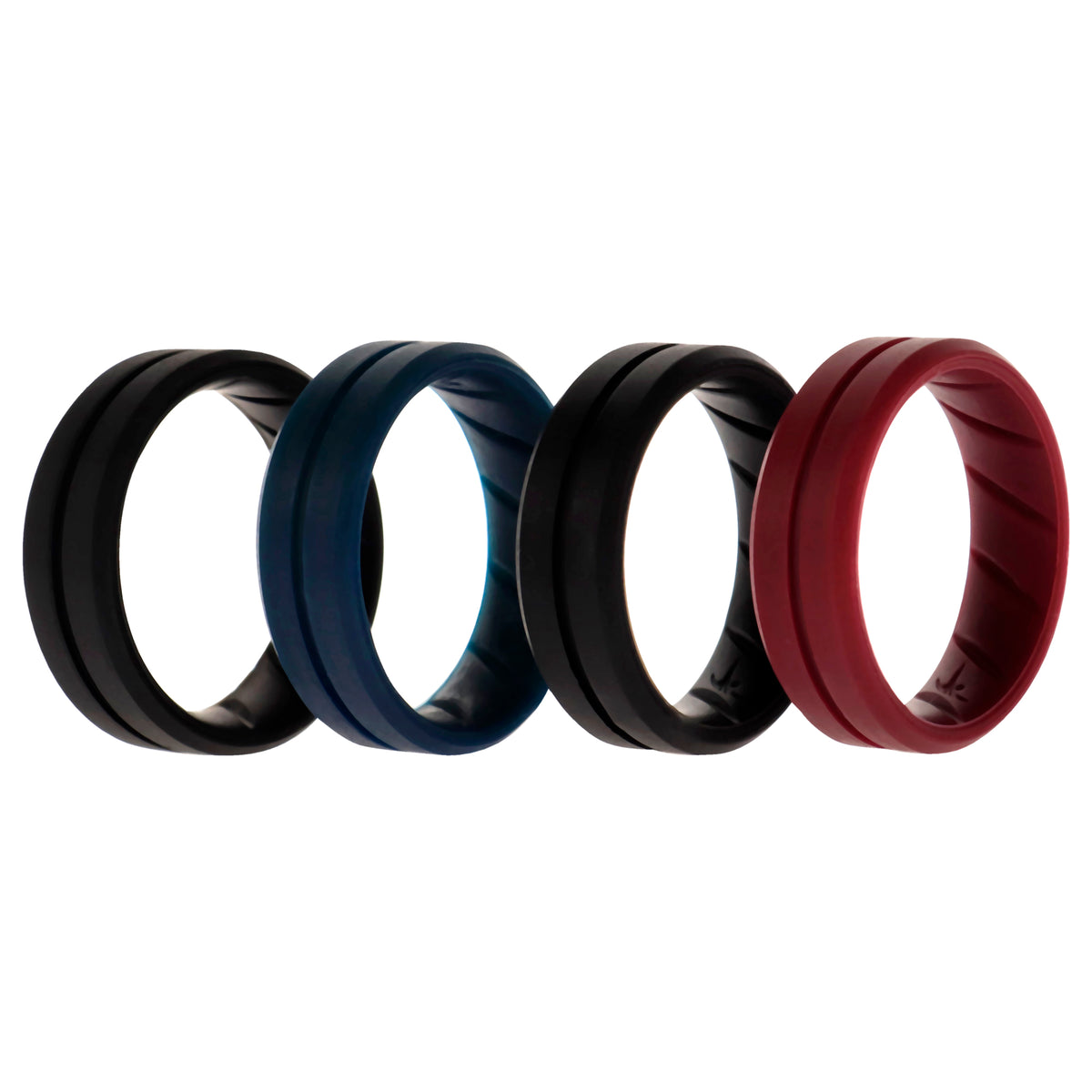 Silicone Wedding BR Middle Line Ring Set  BasicBordo by ROQ for Men  4 x 11 mm Ring