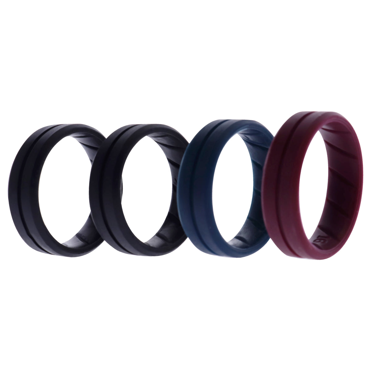 Silicone Wedding BR Middle Line Ring Set  BasicBordo by ROQ for Men  4 x 16 mm Ring