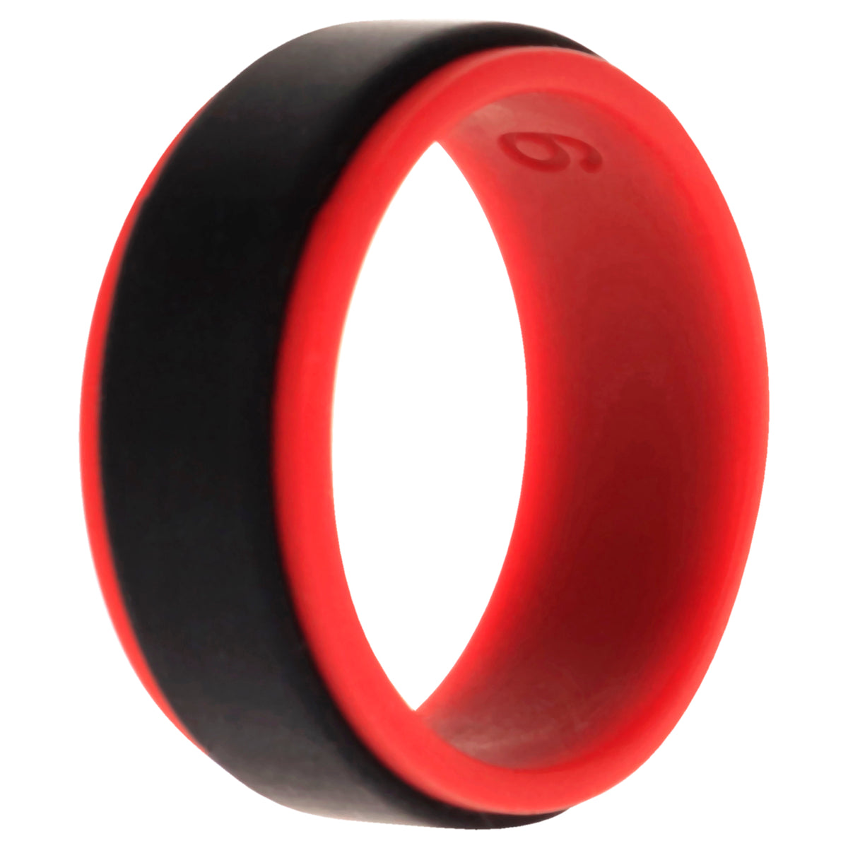 Silicone Wedding 2Layer Step Ring  RedBlack by ROQ for Men  9 mm Ring