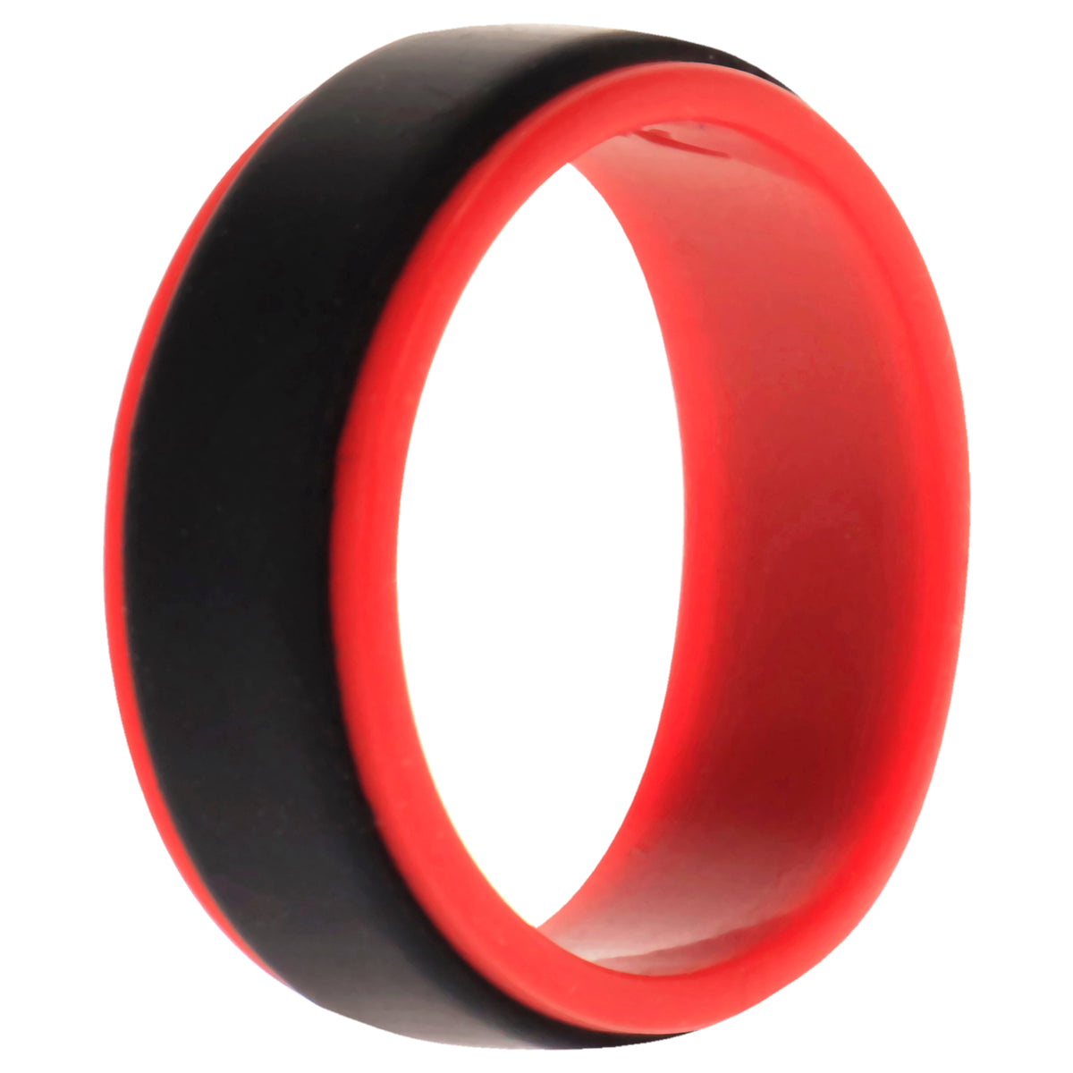 Silicone Wedding 2Layer Step Ring  RedBlack by ROQ for Men  10 mm Ring