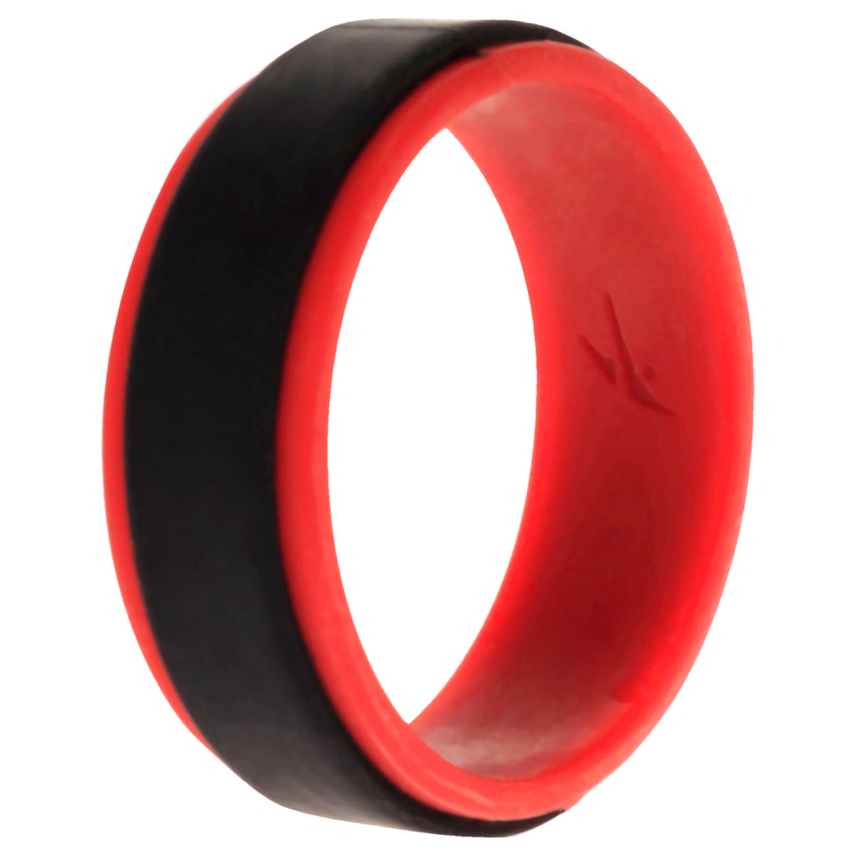 Silicone Wedding 2Layer Step Ring  RedBlack by ROQ for Men  12 mm Ring