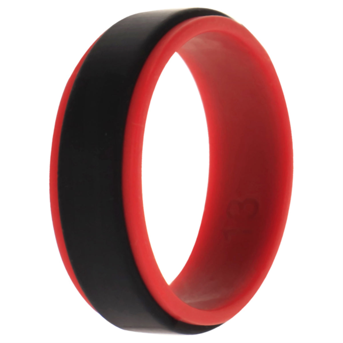 Silicone Wedding 2Layer Step Ring  RedBlack by ROQ for Men  13 mm Ring