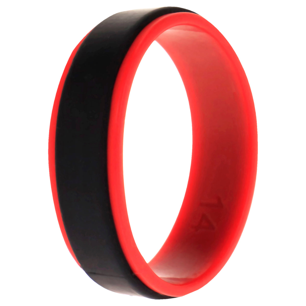 Silicone Wedding 2Layer Step Ring  RedBlack by ROQ for Men  14 mm Ring