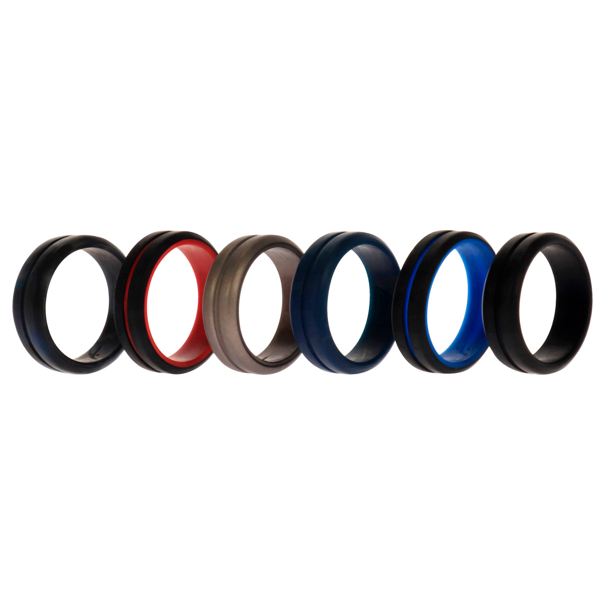 Silicone Wedding 2Layer Middle Line Ring Set  BlackCamo by ROQ for Men  6 x 13 mm Ring