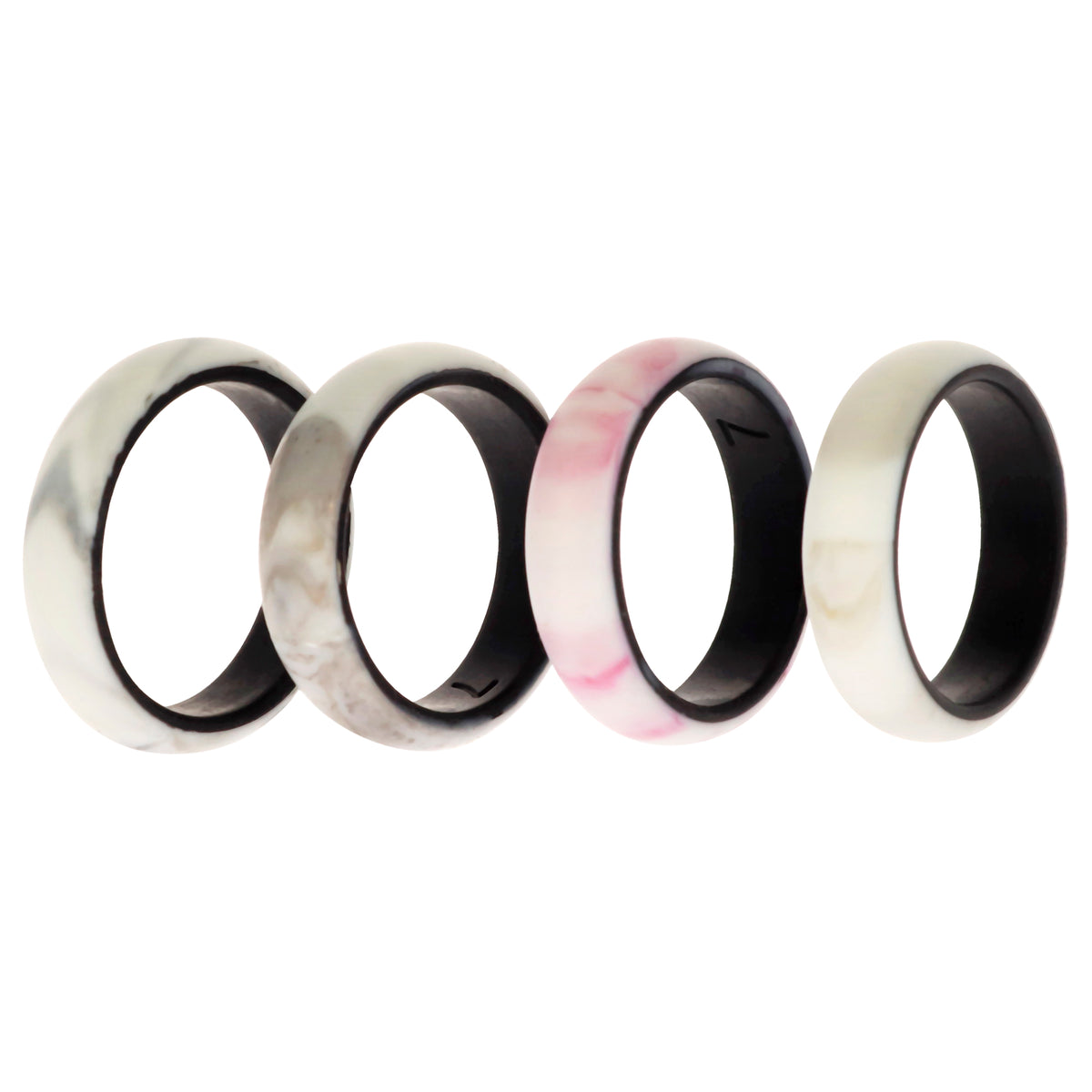 Silicone Wedding 2Layer Ring Set  BordoMarble by ROQ for Women  4 x 7 mm Ring