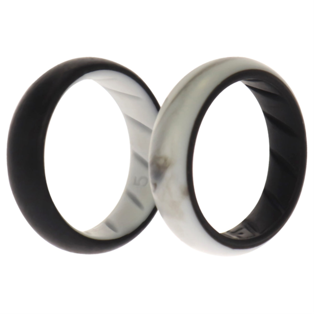 Silicone Wedding BR Solid Ring Set  BlackMarble by ROQ for Women  2 x 5 mm Ring