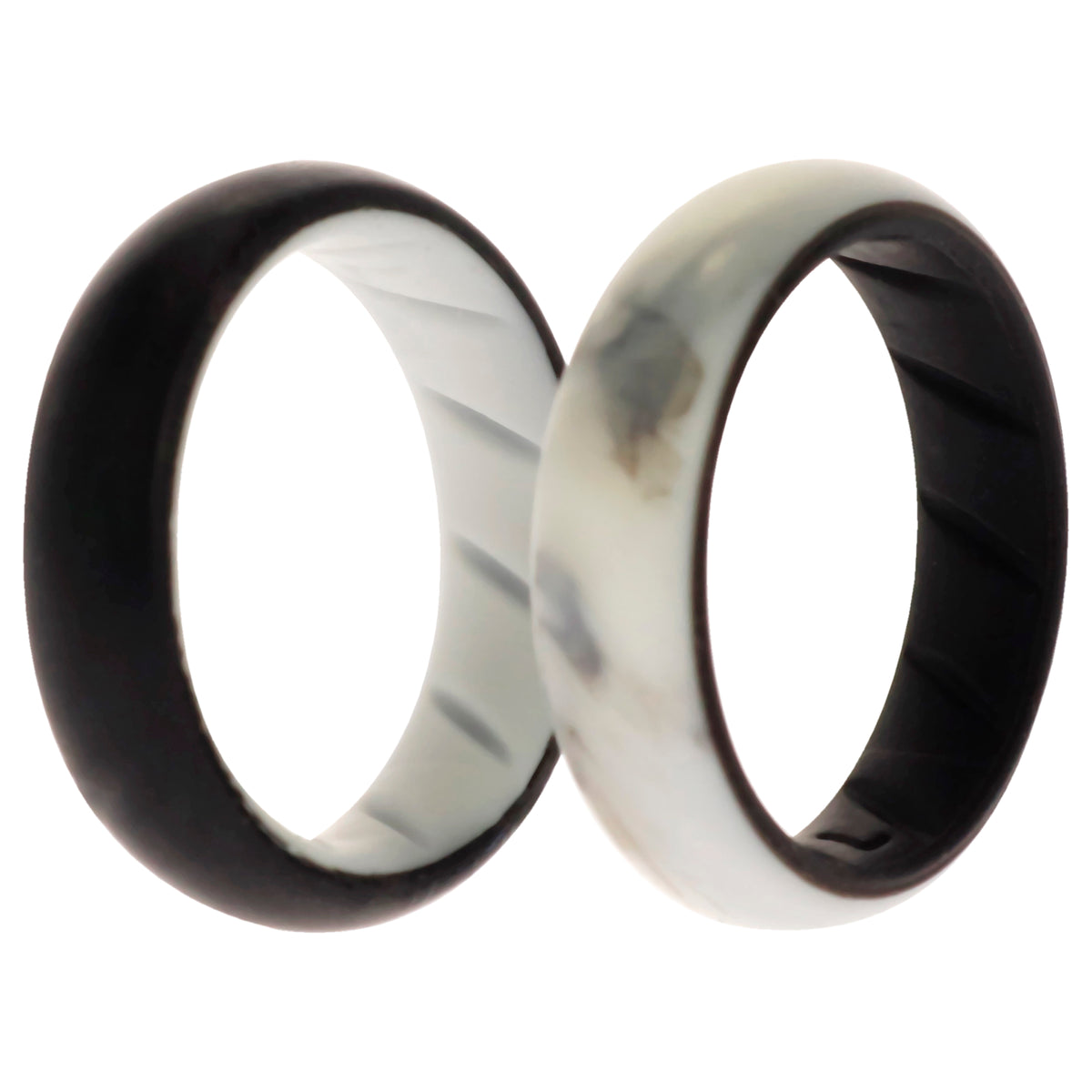 Silicone Wedding BR Solid Ring Set  BlackMarble by ROQ for Women  2 x 7 mm Ring