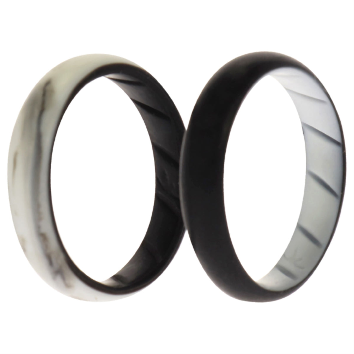 Silicone Wedding BR Solid Ring Set  BlackMarble by ROQ for Women  2 x 10 mm Ring