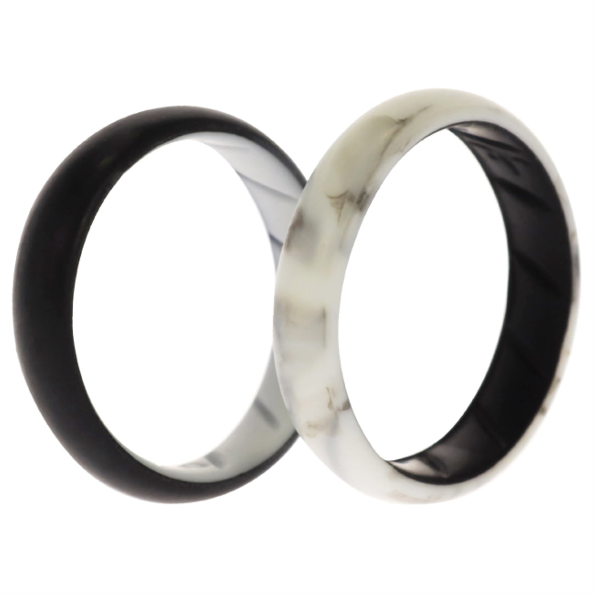 Silicone Wedding BR Solid Ring Set  BlackMarble by ROQ for Women  2 x 11 mm Ring