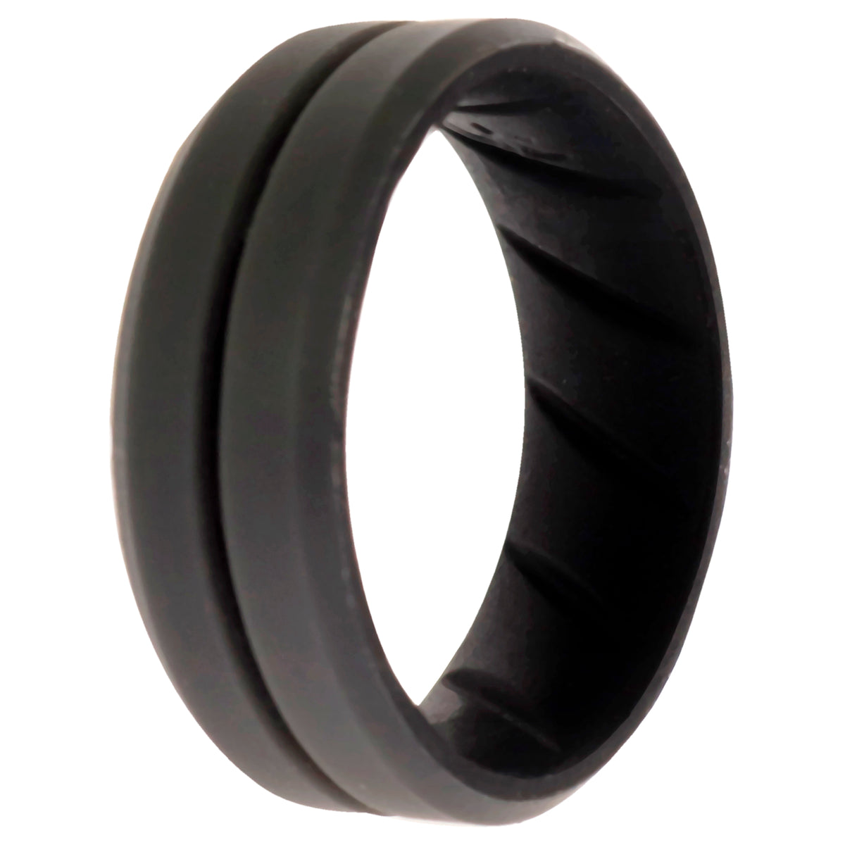 Silicone Wedding BR Middle Line Ring  BlackGrey by ROQ for Men  10 mm Ring