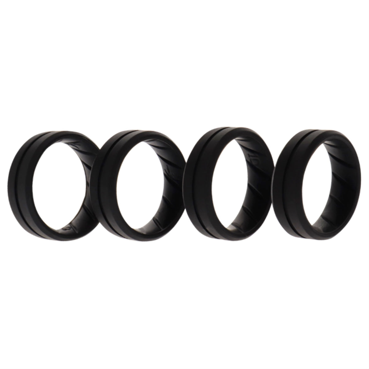 Silicone Wedding BR Middle Line Ring Set  BasicBlack by ROQ for Men  4 x 10 mm Ring