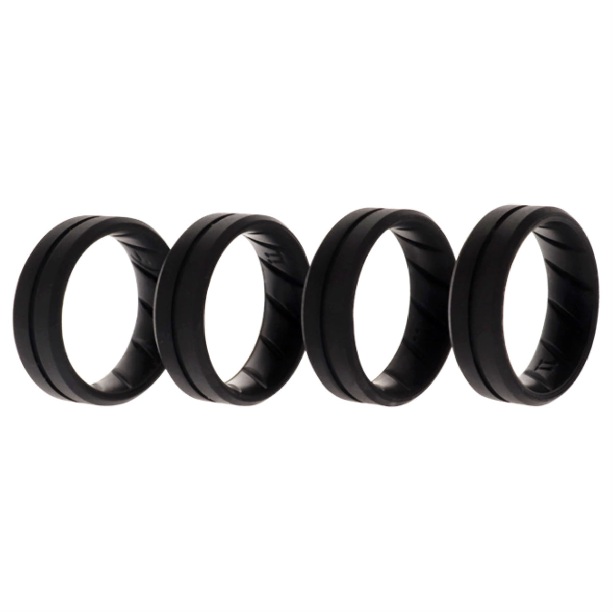 Silicone Wedding BR Middle Line Ring Set  BasicBlack by ROQ for Men  4 x 11 mm Ring