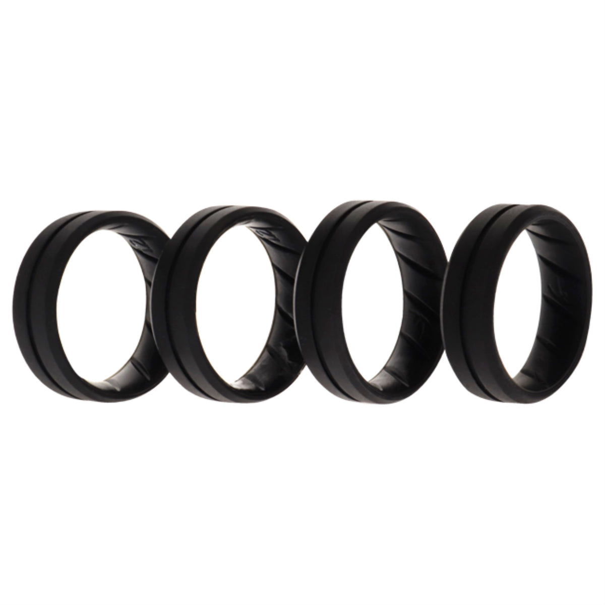 Silicone Wedding BR Middle Line Ring Set  BasicBlack by ROQ for Men  4 x 12 mm Ring