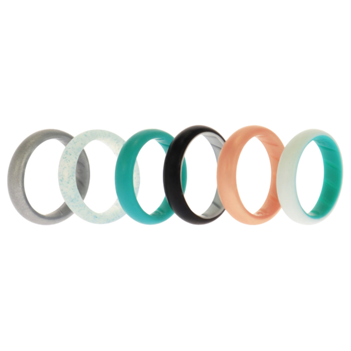 Silicone Wedding BR Solid Ring Set  Turquoise by ROQ for Women  6 x 9 mm Ring