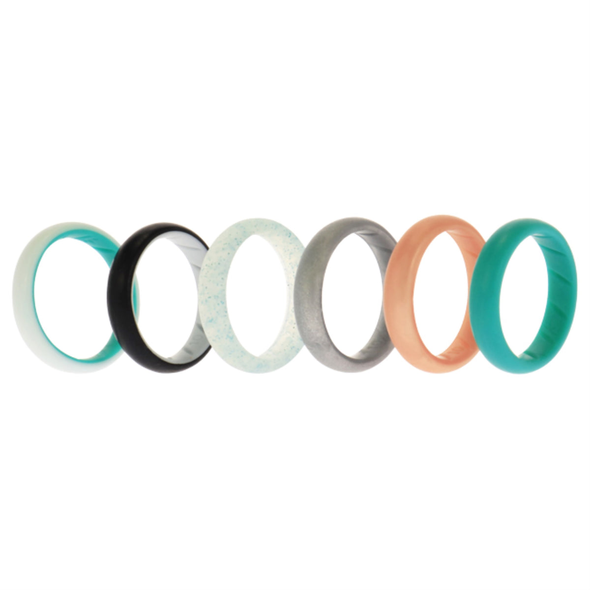 Silicone Wedding BR Solid Ring Set  Turquoise by ROQ for Women  6 x 10 mm Ring