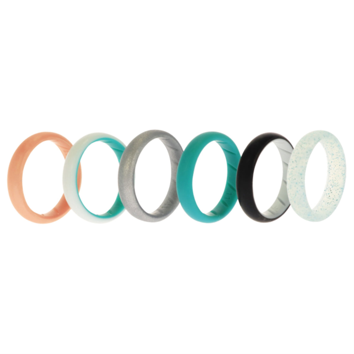 Silicone Wedding BR Solid Ring Set  Turquoise by ROQ for Women  6 x 11 mm Ring