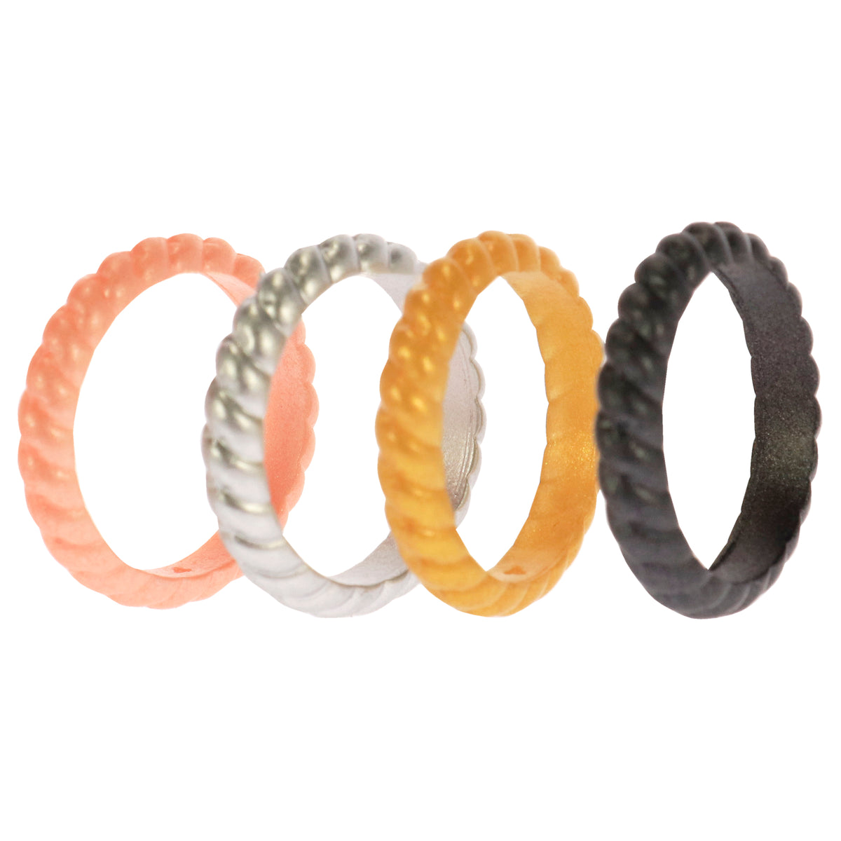 Silicone Wedding Stackble Braided Ring Set  Metal by ROQ for Women  4 x 4 mm Ring