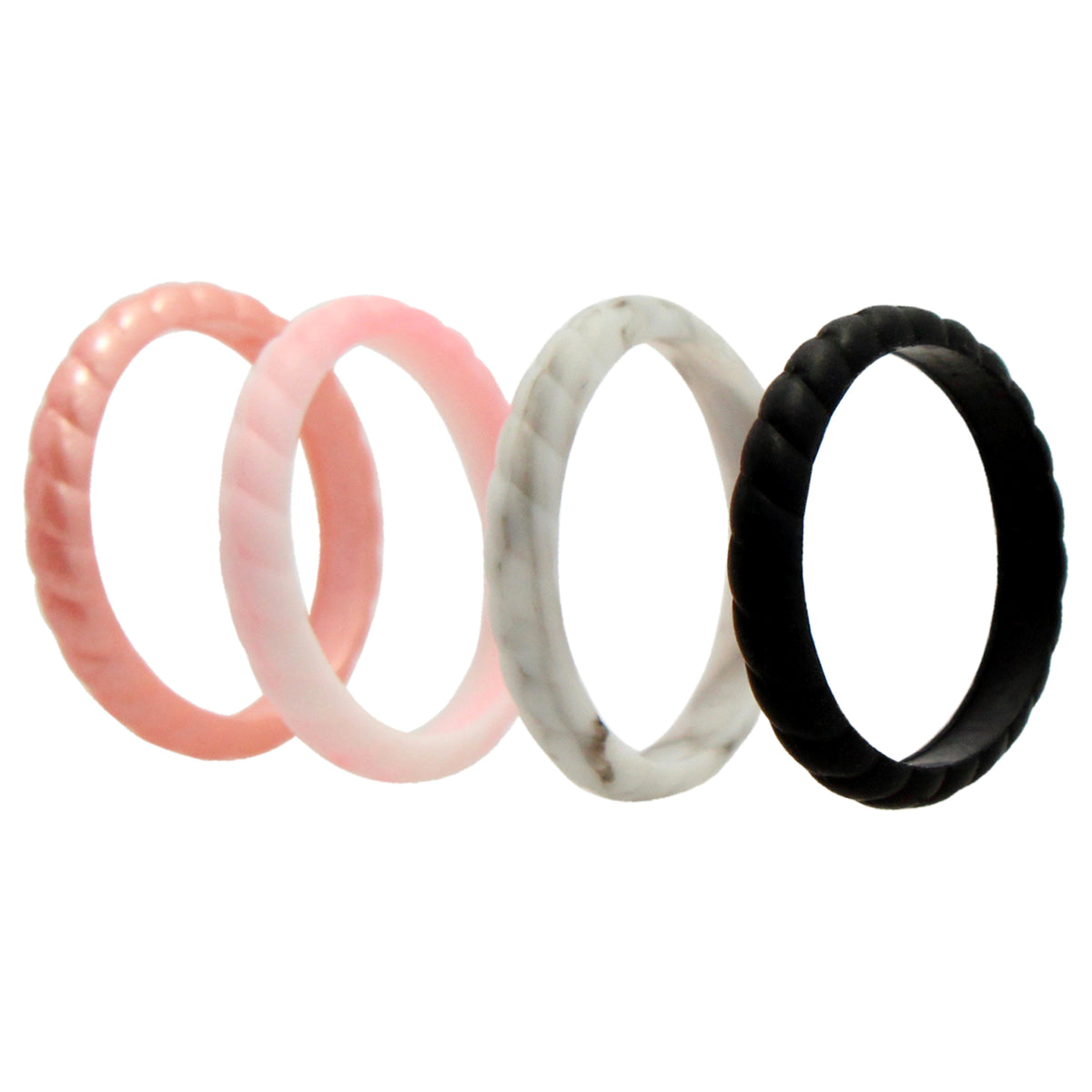 Silicone Wedding Stackble Braided Ring Set  Marble by ROQ for Women  4 x 8 mm Ring