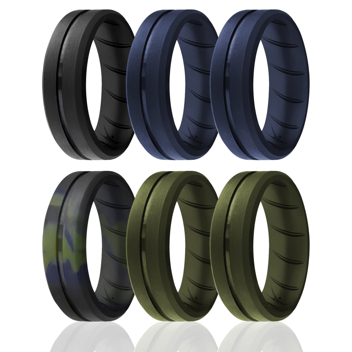 Silicone Wedding BR Middle Line Ring Set  BasicOlive by ROQ for Men  6 x 15 mm Ring