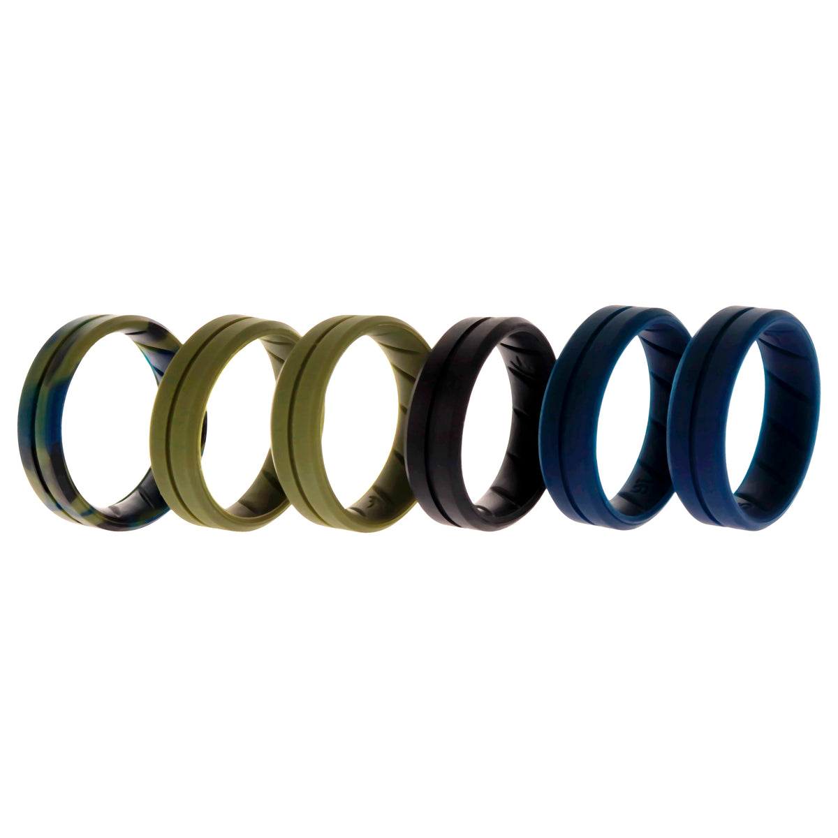 Silicone Wedding BR Middle Line Ring Set  BasicOlive by ROQ for Men  6 x 16 mm Ring