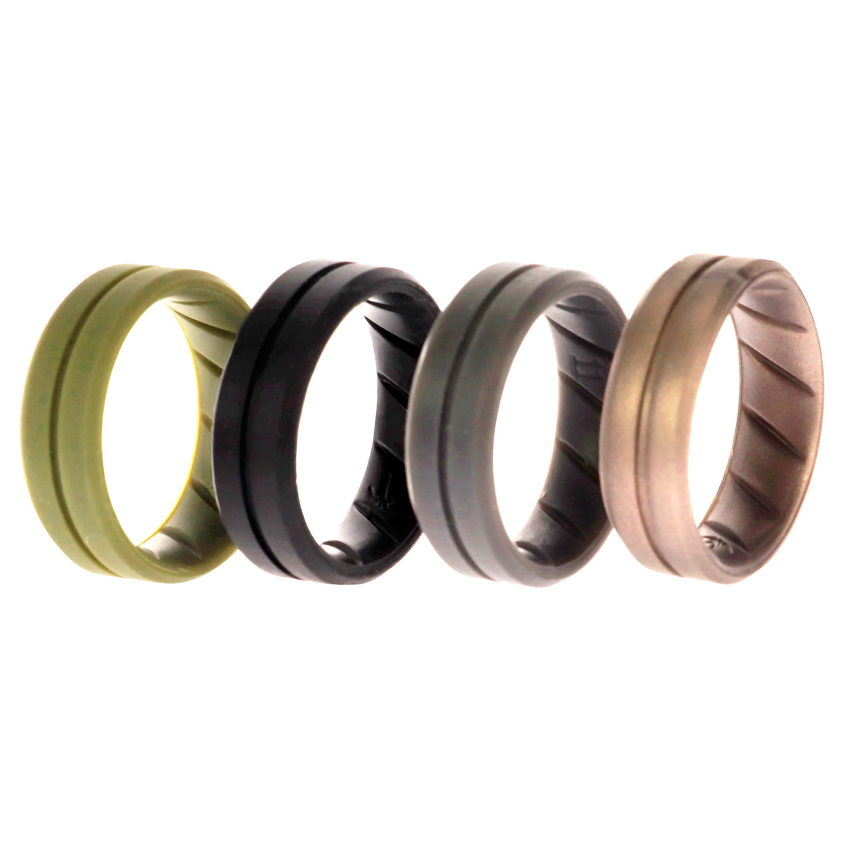 Silicone Wedding BR Middle Line Ring Set  BasicGreen by ROQ for Men  4 x 11 mm Ring