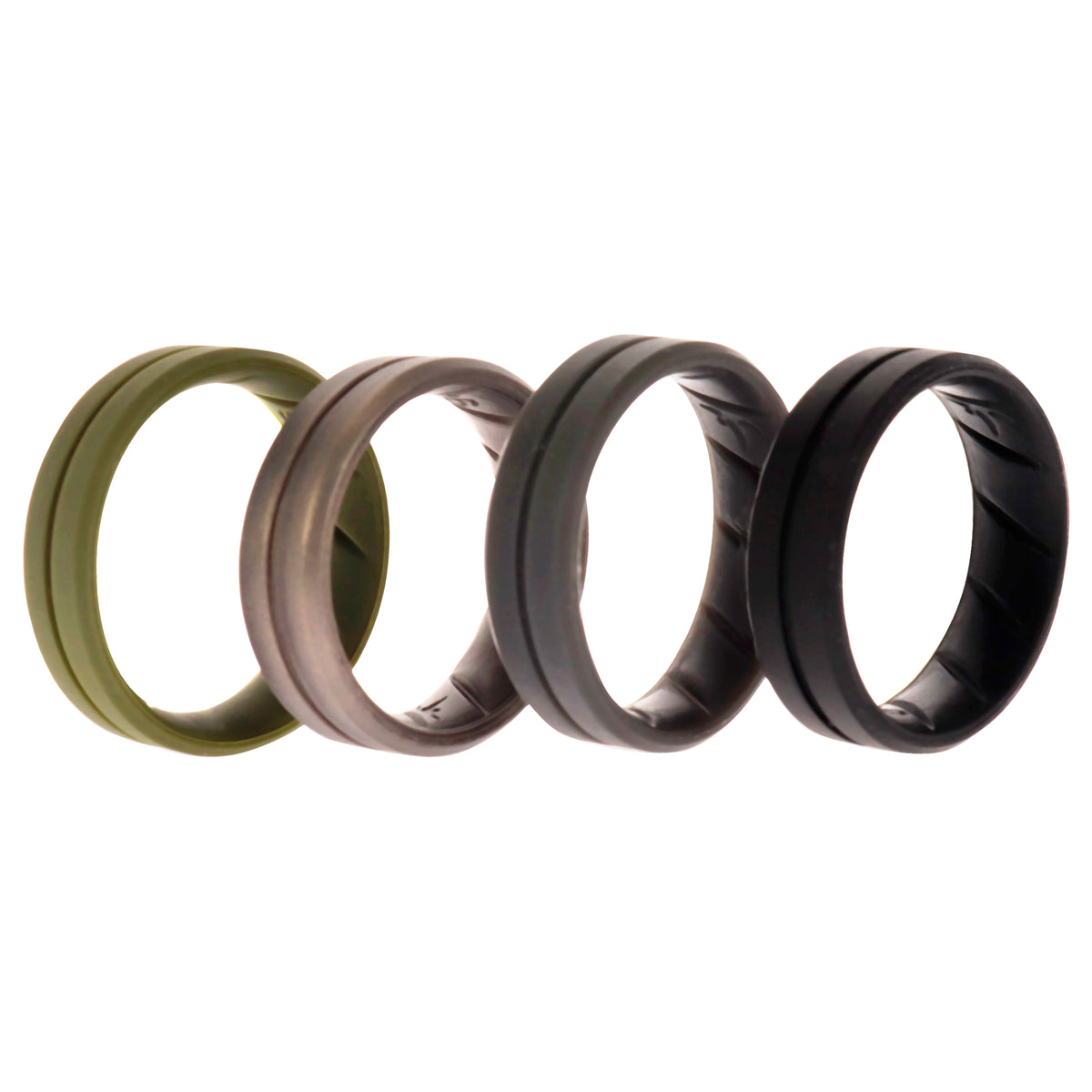 Silicone Wedding BR Middle Line Ring Set  BasicGreen by ROQ for Men  4 x 16 mm Ring