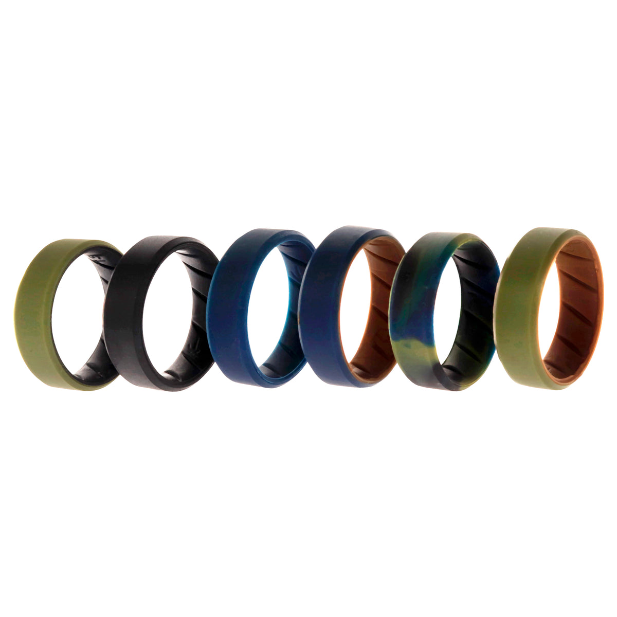 Silicone Wedding BR 8mm Edge Ring Set  Brown by ROQ for Men  6 x 13 mm Ring