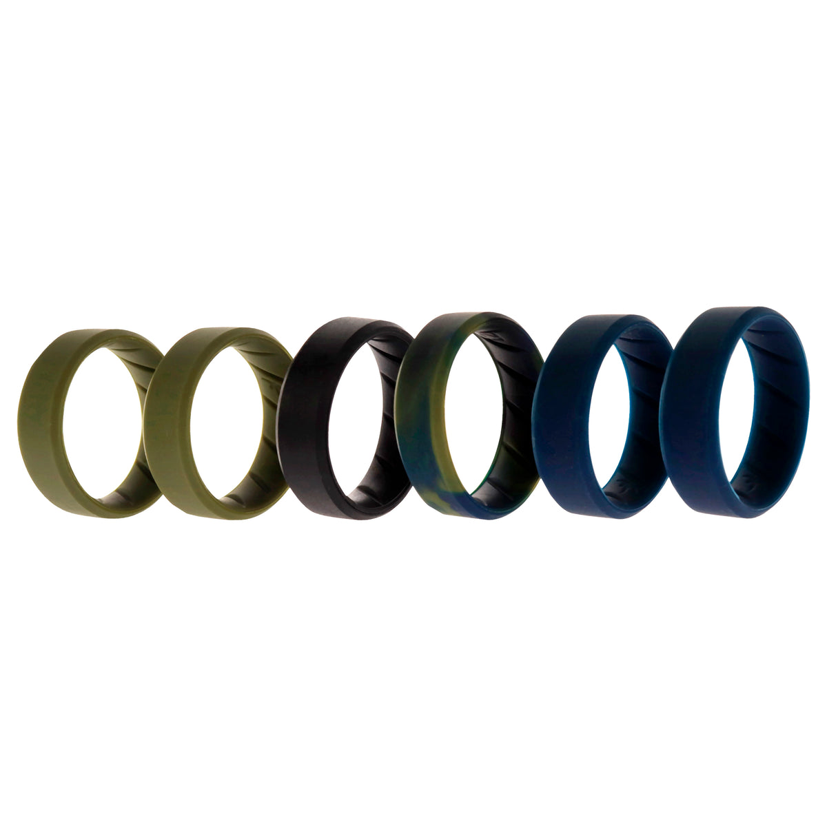 Silicone Wedding BR 8mm Ring Set  BasicOlive by ROQ for Men  6 x 12 mm Ring