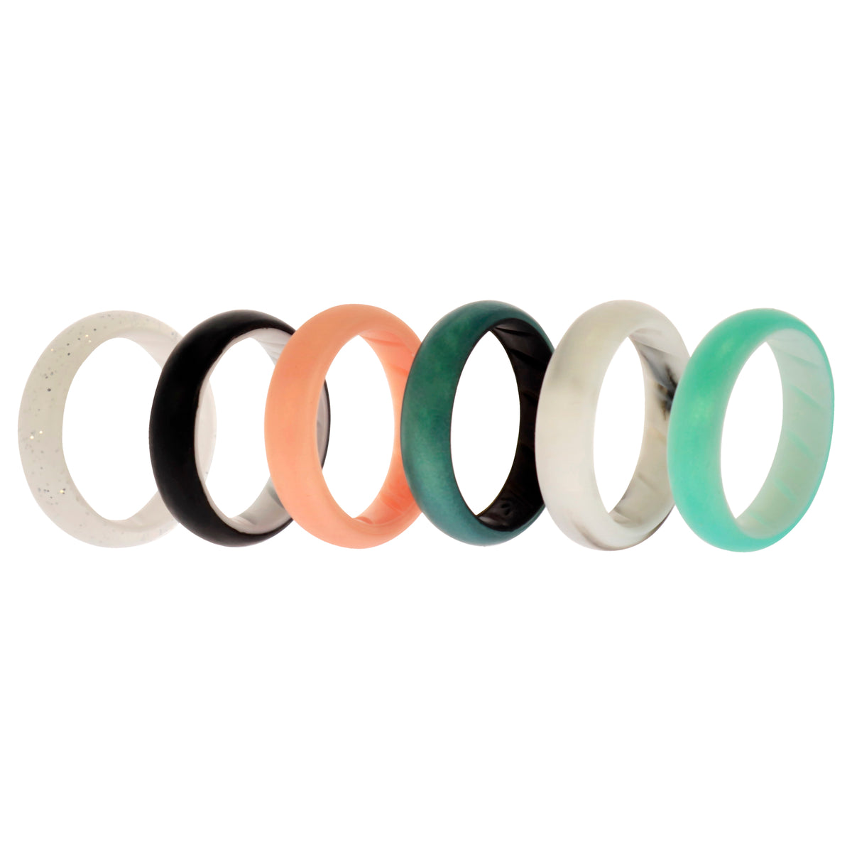 Silicone Wedding BR Solid Ring Set  Aque by ROQ for Women  6 x 7 mm Ring