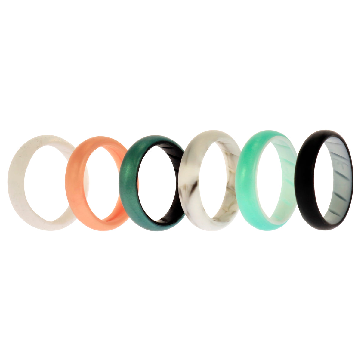 Silicone Wedding BR Solid Ring Set  Aque by ROQ for Women  6 x 9 mm Ring