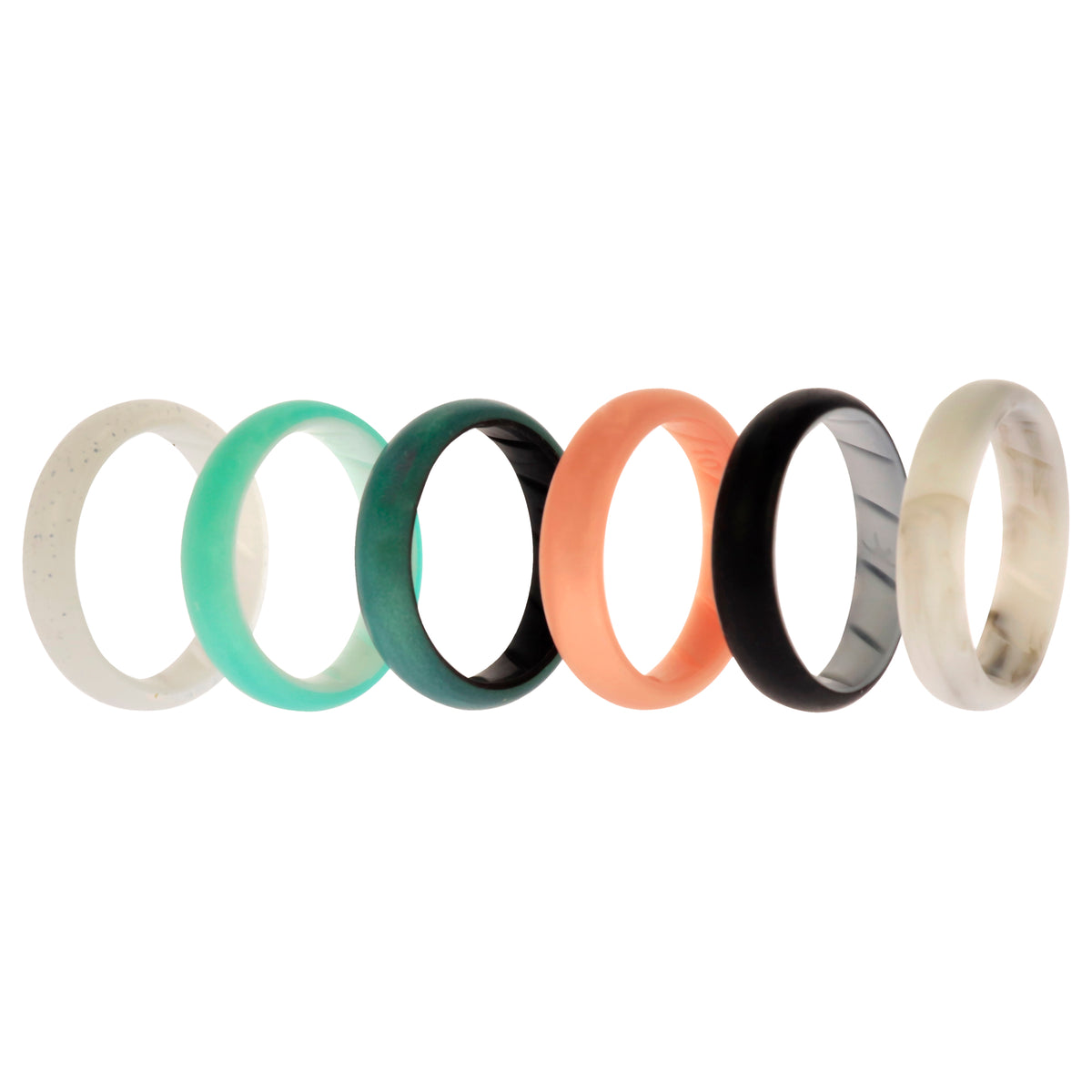 Silicone Wedding BR Solid Ring Set  Aque by ROQ for Women  6 x 10 mm Ring