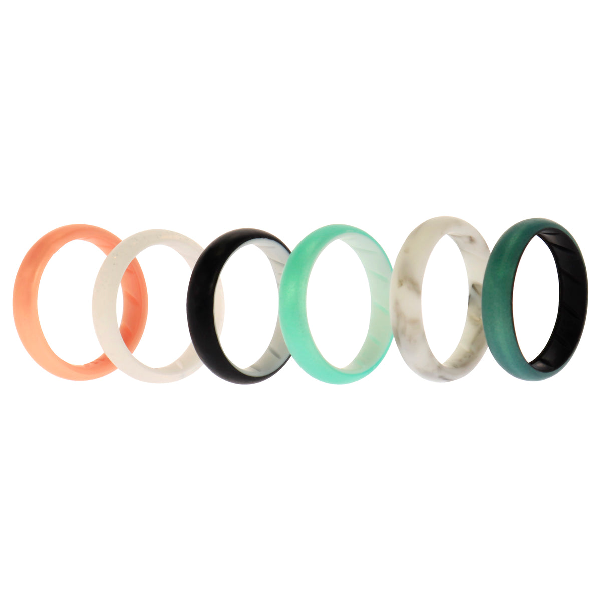 Silicone Wedding BR Solid Ring Set  Aque by ROQ for Women  6 x 11 mm Ring