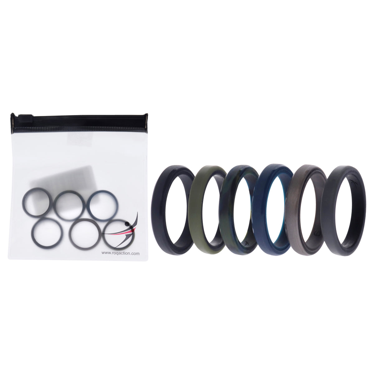 Silicone Wedding 6mm Brush 2Layer Ring Set  Camo by ROQ for Men  6 x 9 mm Ring