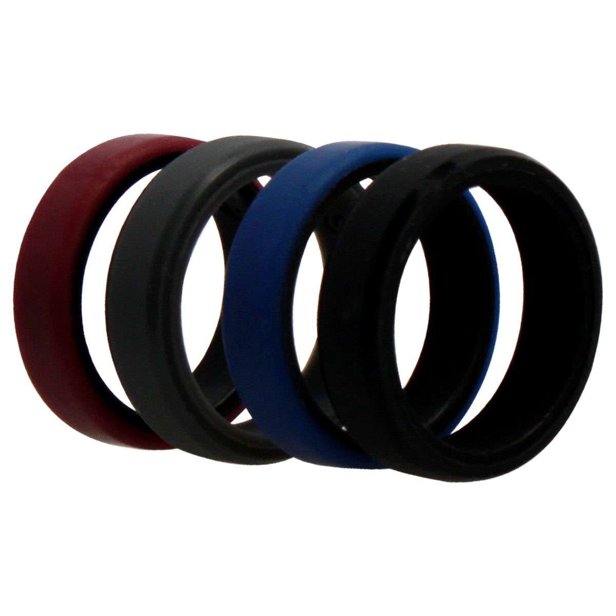 Silicone Wedding 6mm Brush 2Layer Ring Set  Bordo by ROQ for Men  4 x 9 mm Ring