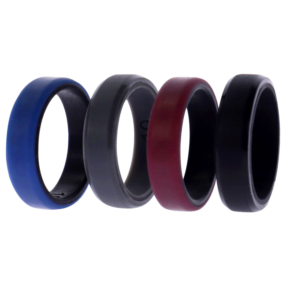 Silicone Wedding 6mm Brush 2Layer Ring Set  Bordo by ROQ for Men  4 x 10 mm Ring