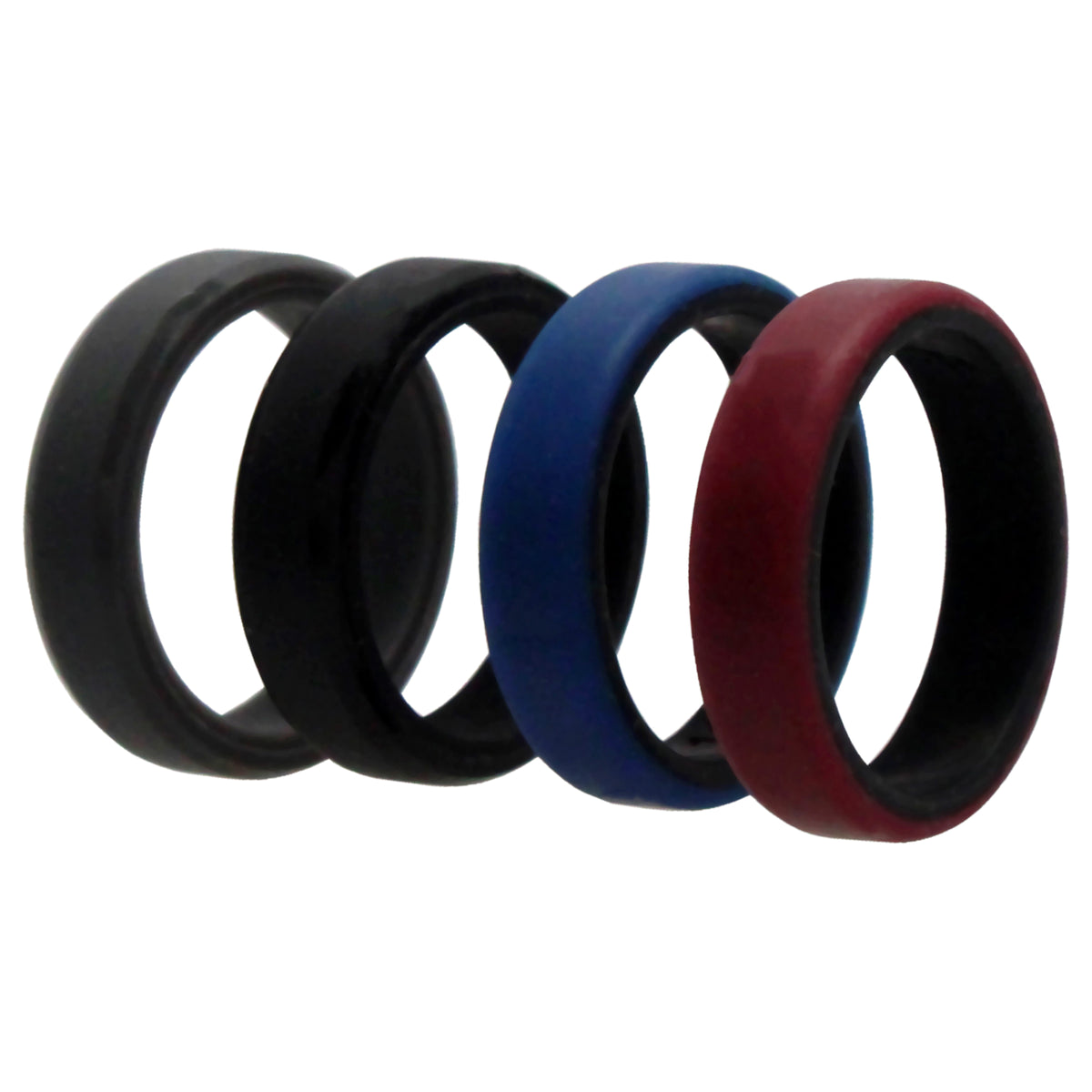 Silicone Wedding 6mm Brush 2Layer Ring Set  Bordo by ROQ for Men  4 x 11 mm Ring