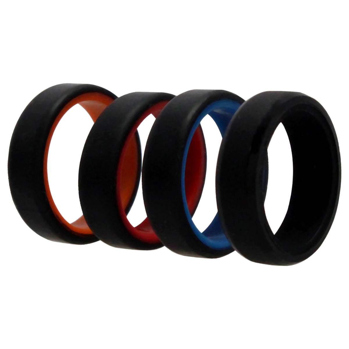 Silicone Wedding 6mm Brush 2Layer Ring Set  MultiColor by ROQ for Men  4 x 7 mm Ring