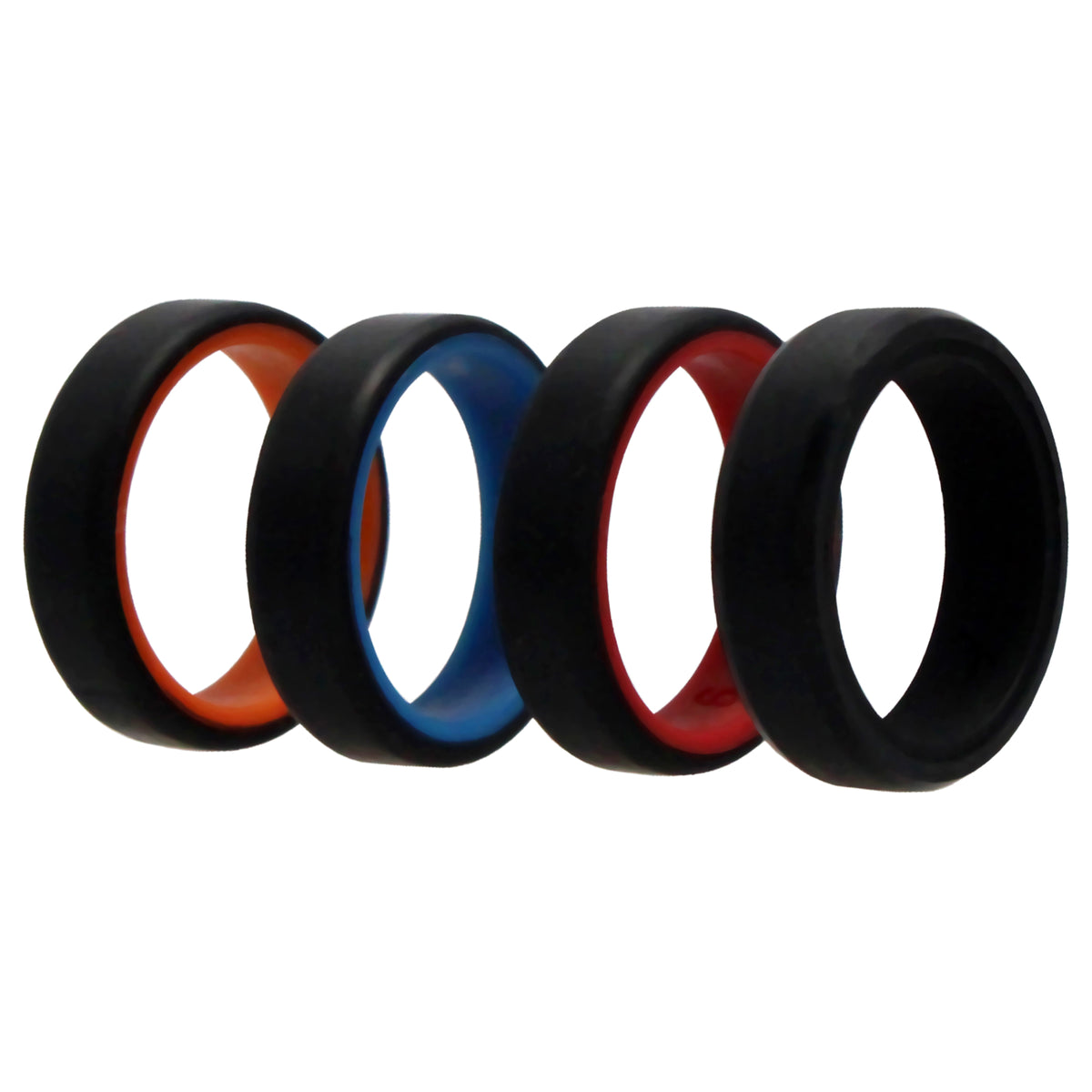 Silicone Wedding 6mm Brush 2Layer Ring Set  MultiColor by ROQ for Men  4 x 9 mm Ring