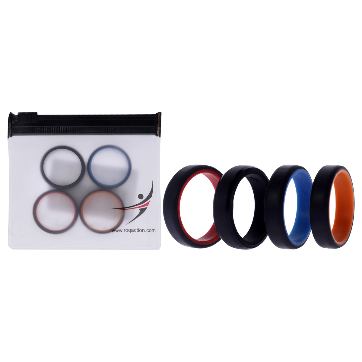 Silicone Wedding 6mm Brush 2Layer Ring Set  MultiColor by ROQ for Men  4 x 11 mm Ring