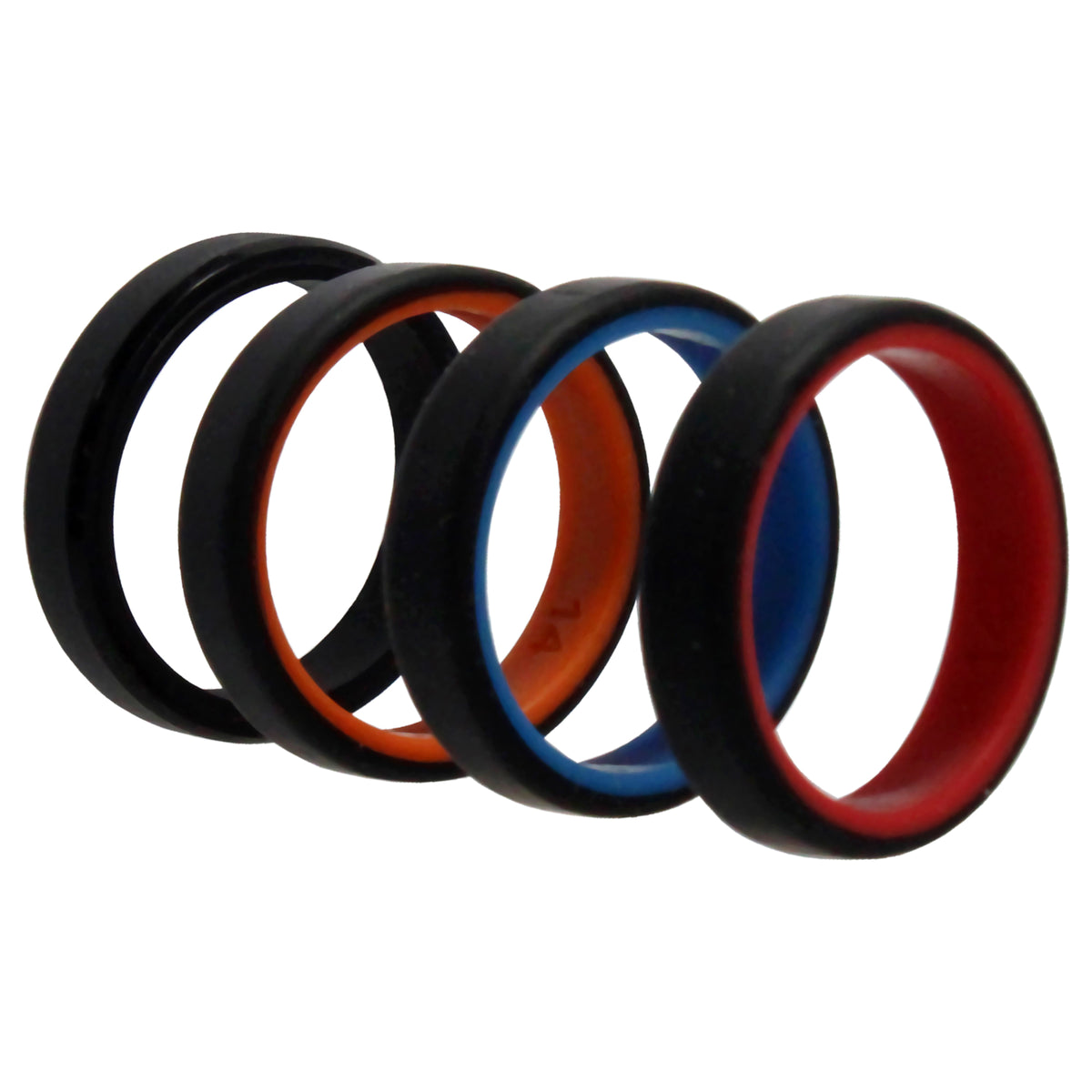 Silicone Wedding 6mm Brush 2Layer Ring Set  MultiColor by ROQ for Men  4 x 14 mm Ring