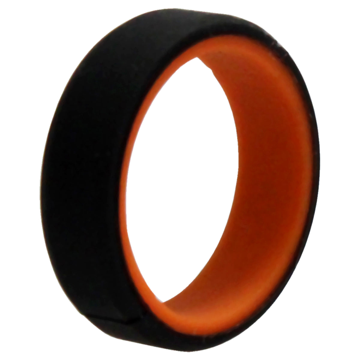 Silicone Wedding 6mm Brush 2Layer Ring  OrangeBlack by ROQ for Men  7 mm Ring