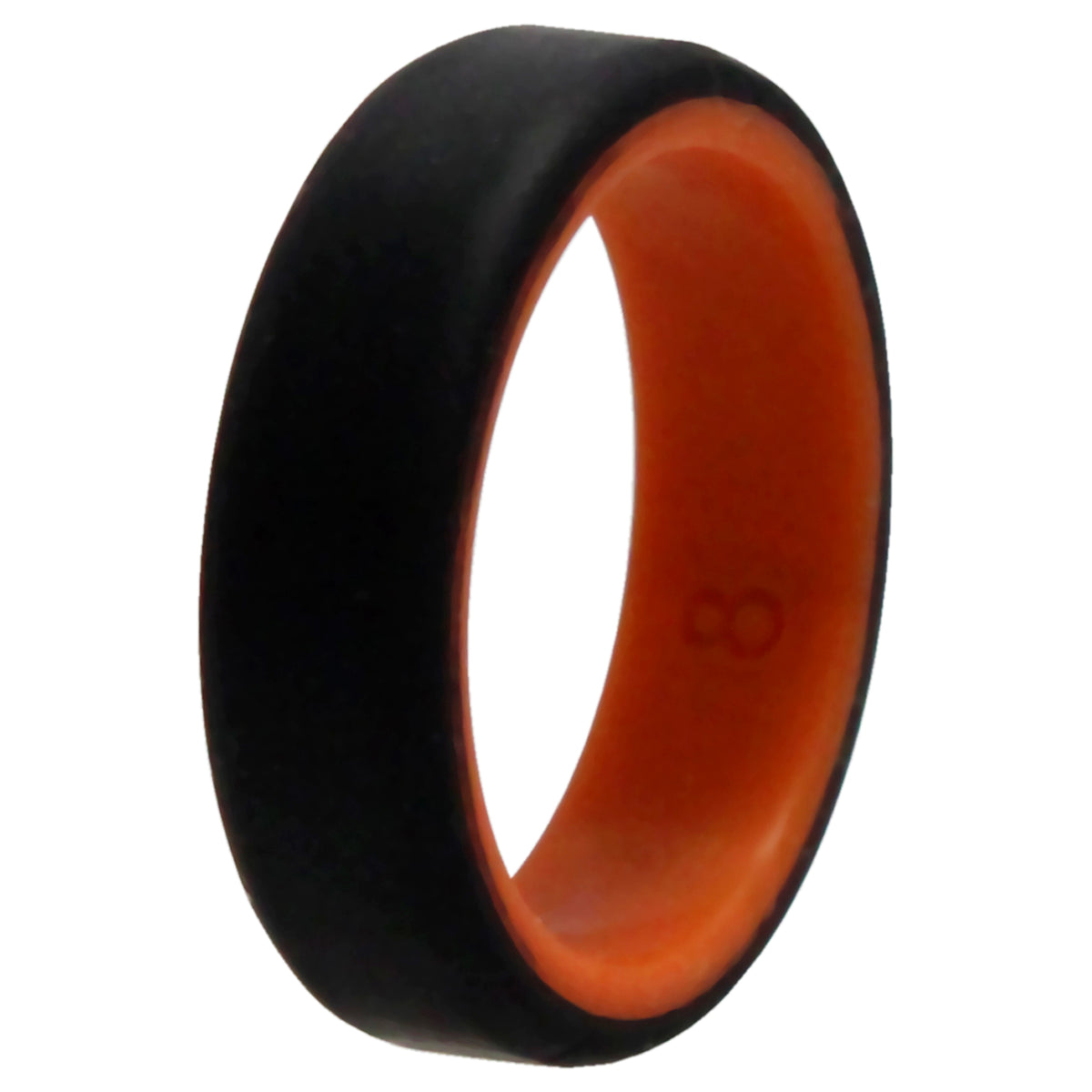 Silicone Wedding 6mm Brush 2Layer Ring  OrangeBlack by ROQ for Men  8 mm Ring